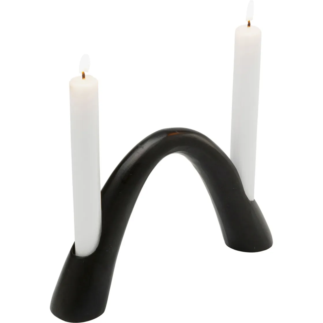 Candle Holder Bow Duo Black 13cm