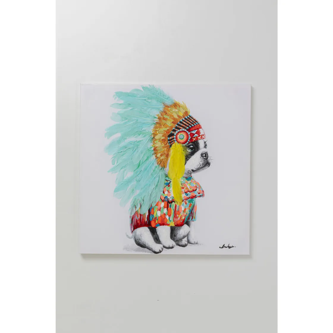 Canvas Picture Headdress Dog 80x80cm
