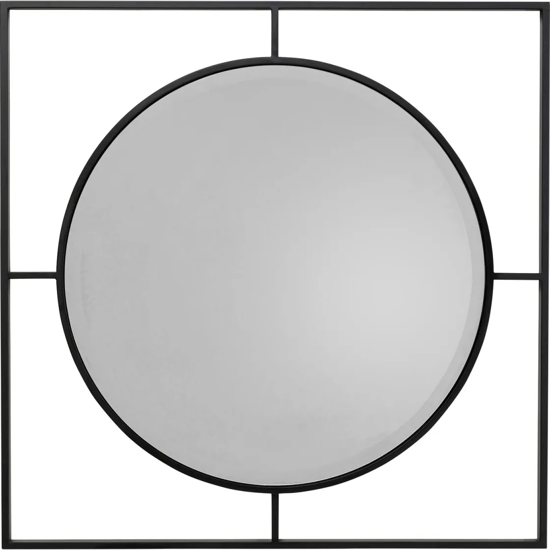 KARE Outlet Wandspiegel Stanford Frame Matt Schwarz Ø90cm OCCASION