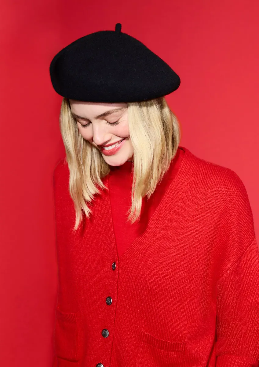 Barett mit Wollanteil