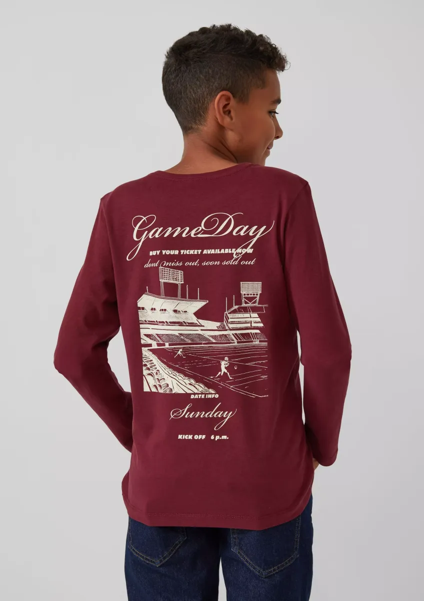 Baumwoll-Longsleeve mit Rückenprint
