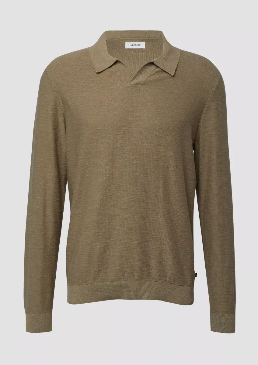 Baumwoll-Strickpullover mit Polokragen