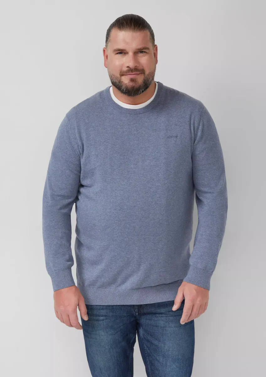 Baumwollpullover mit Logo-Stickerei