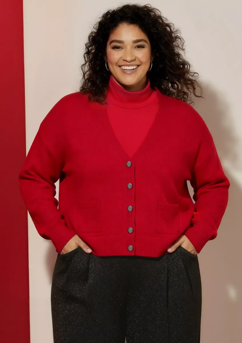 Cardigan aus Wollmix mit Metall-Knöpfen