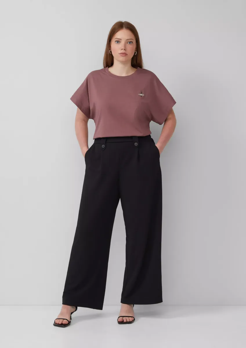 Crêpe-Hose im Relaxed Fit mit Wide Leg