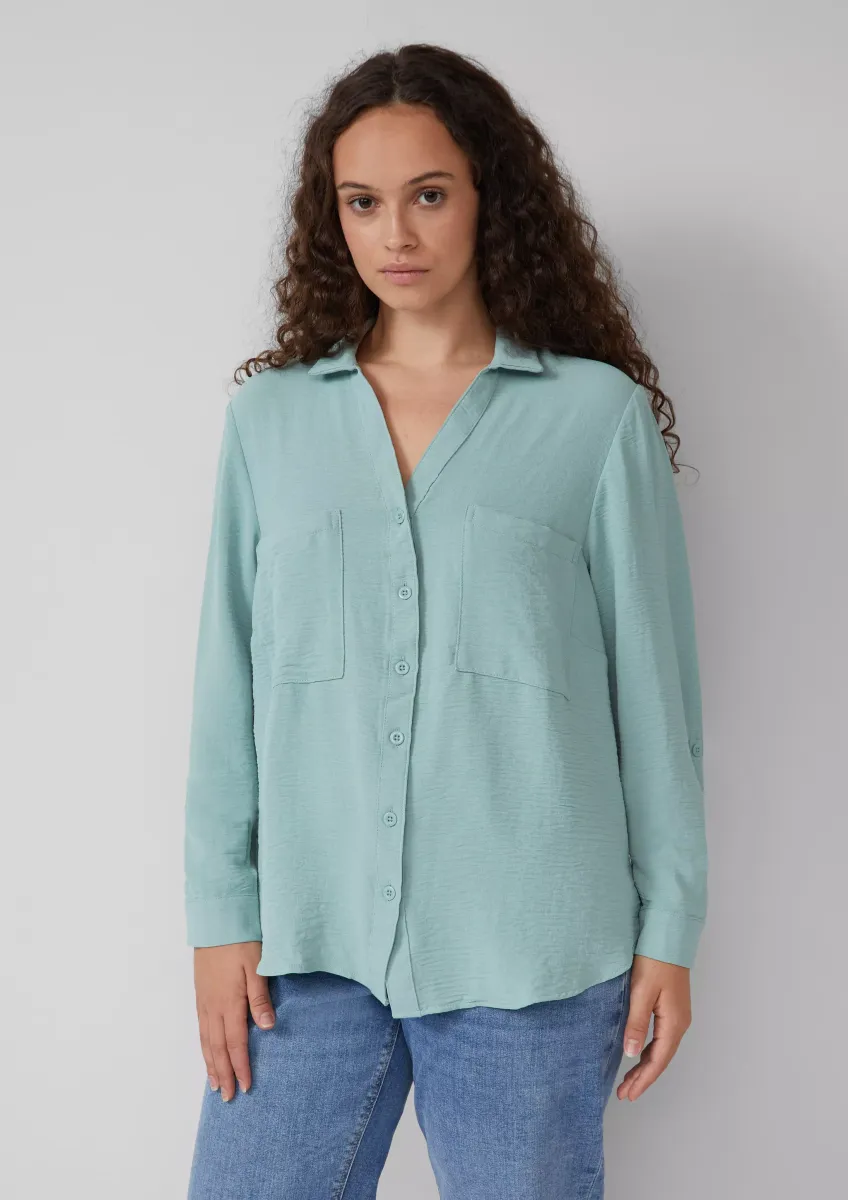 Crêpebluse mit Turn-up-Ärmel