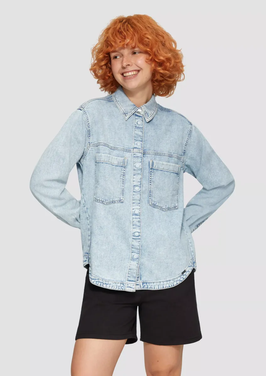 Denim-Hemd mit Druckknöpfen