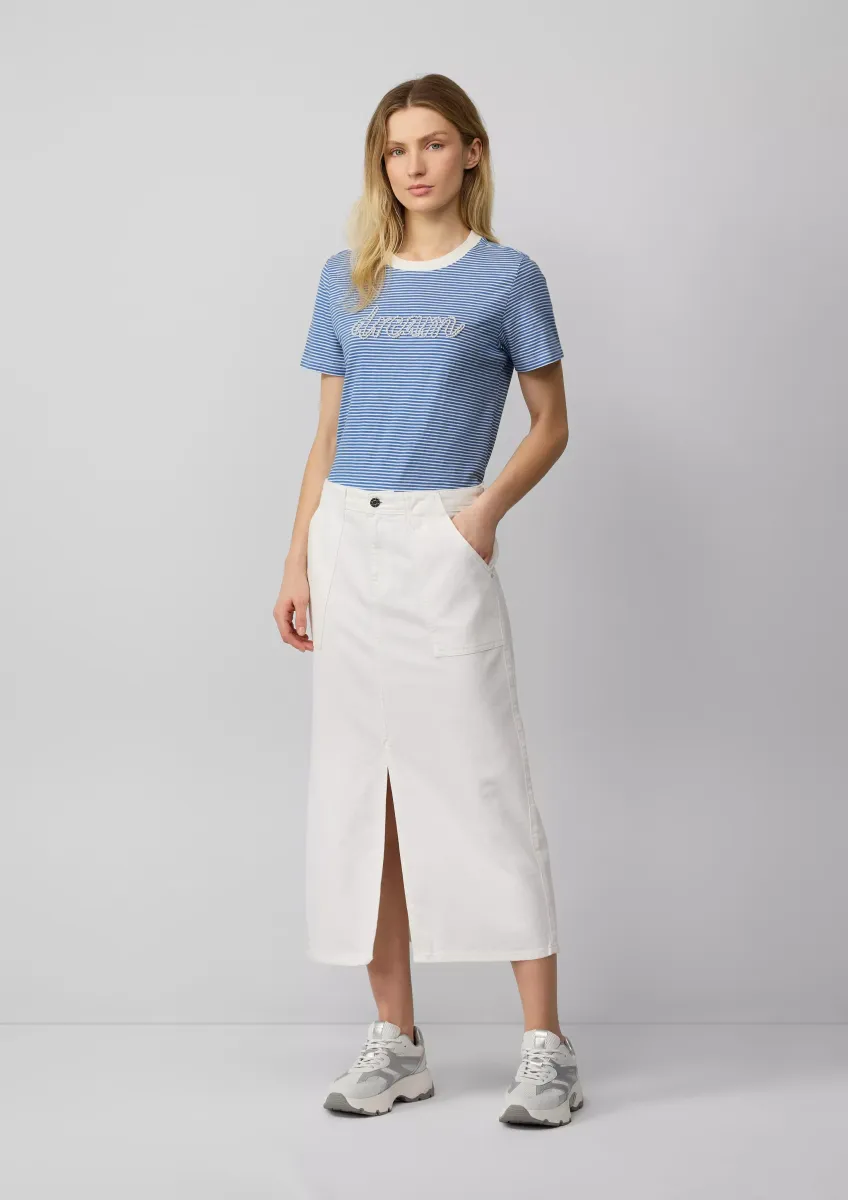 Denim-Midirock mit Schlitz