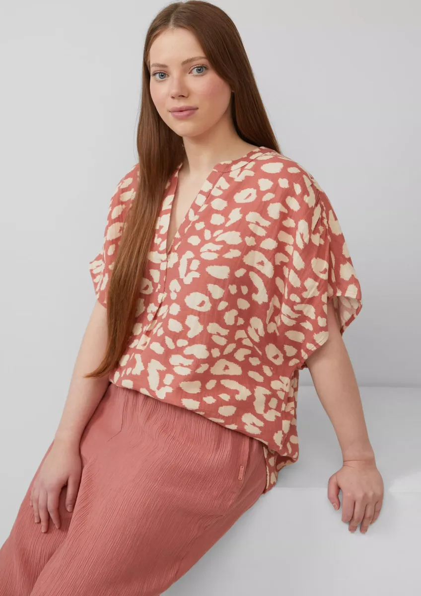 Doubleface-Bluse mit Raffung