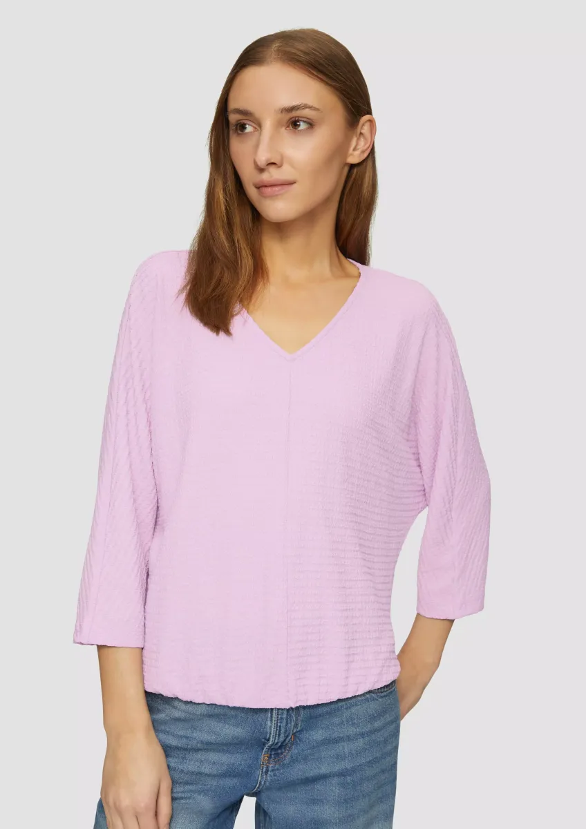 Fein Strukturiertes Jerseyshirt mit 3/4-Fledermausärmeln