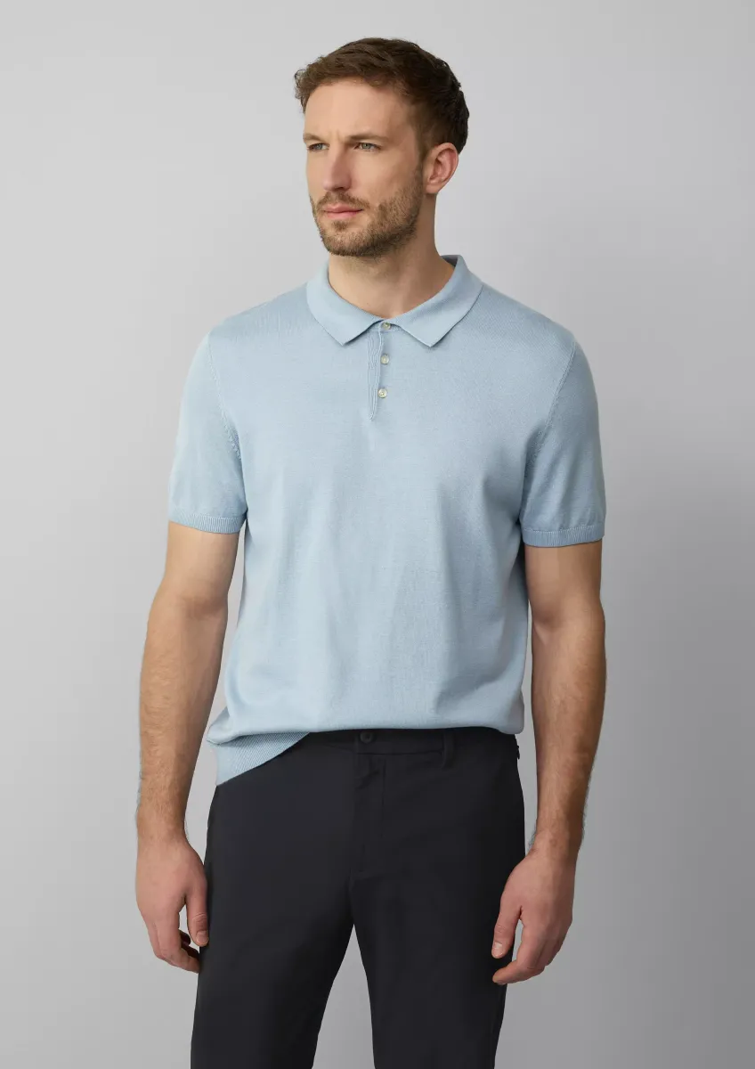 Feinstrick-Poloshirt aus Baumwoll-Modalmix