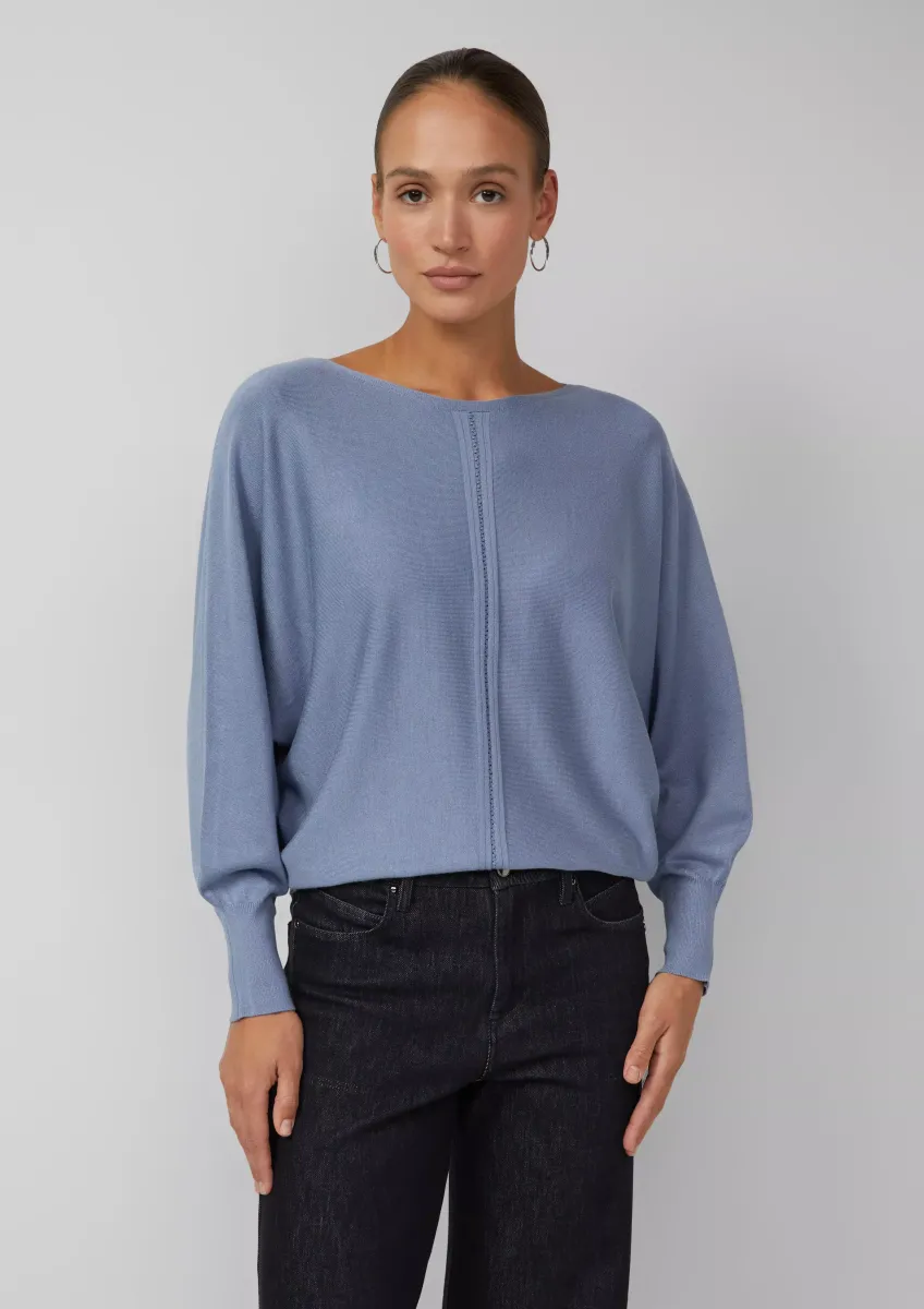 Feinstrickpullover mit Fledermausärmeln und Ajour-Details