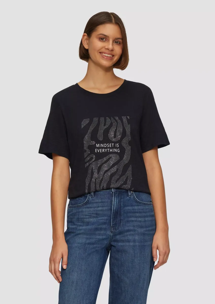 Flammgarnshirt mit Schmucksteinen