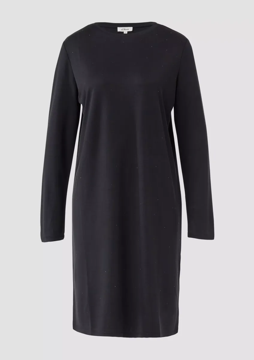 Fließendes Jersey-Kleid mit Schmucksteinen