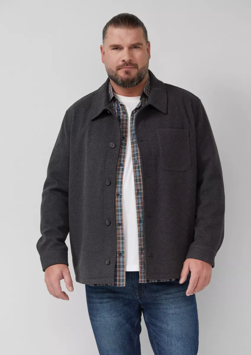 Gefüttertes Overshirt in Woll-Optik mit Eingrifftaschen