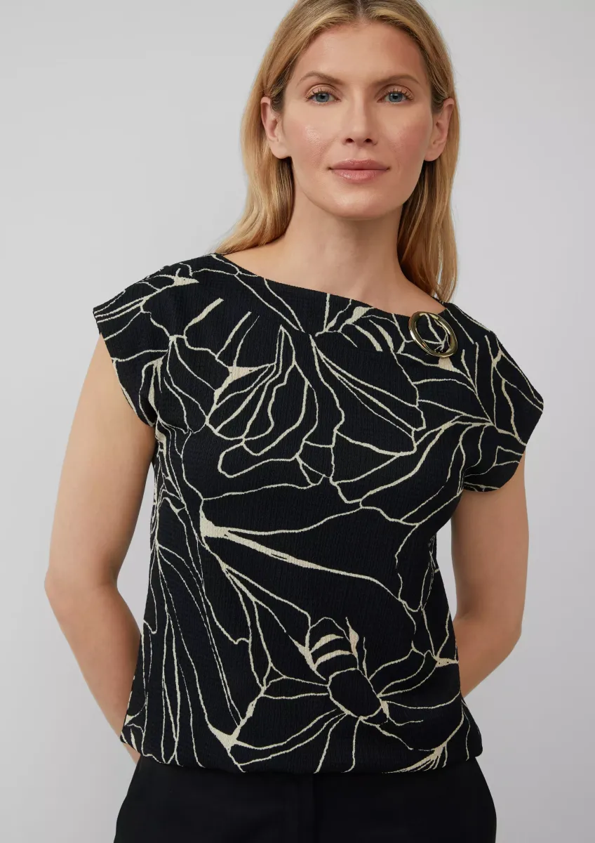 Gemustertes Relaxed-Fit-Shirt mit Schmuck-Detail