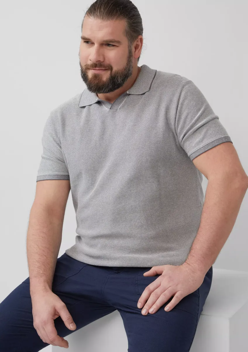 Gestricktes Poloshirt aus Leinenmix