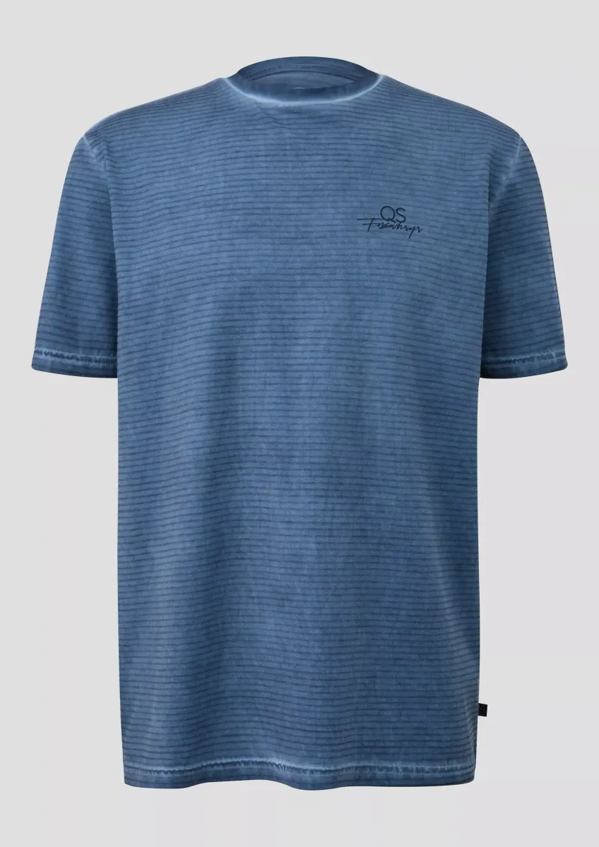 Gewaschenes Ringelshirt mit Rundhalsausschnitt