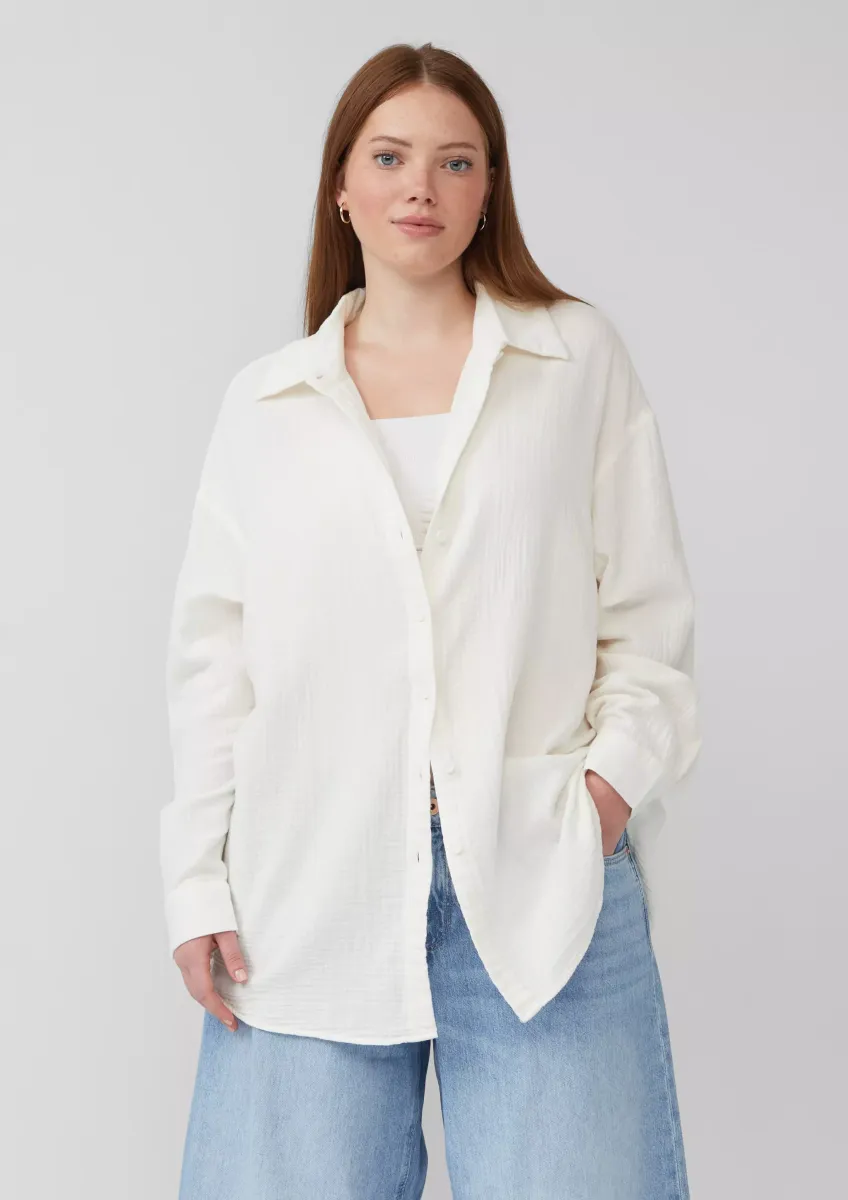 Hemdbluse aus Musselin im Oversize-Schnitt