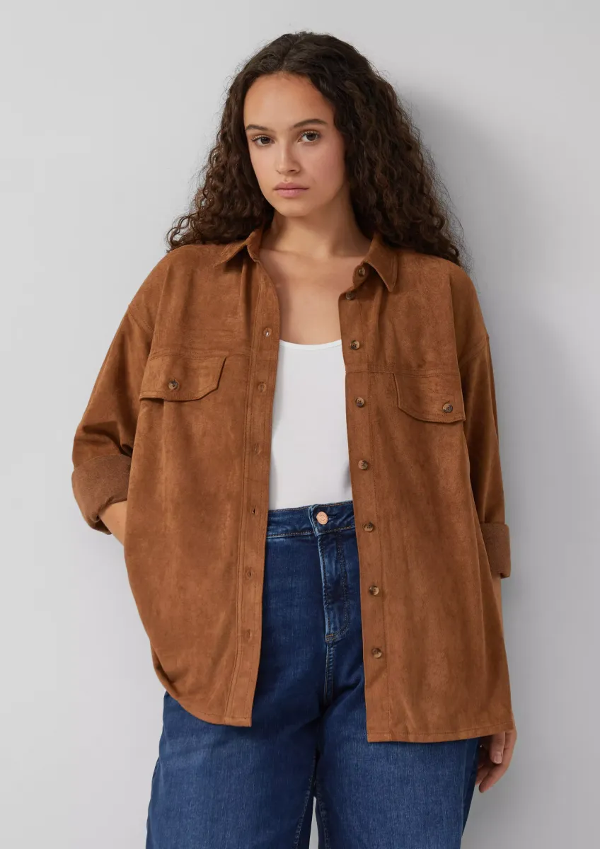 Hemdbluse in Wildlederoptik