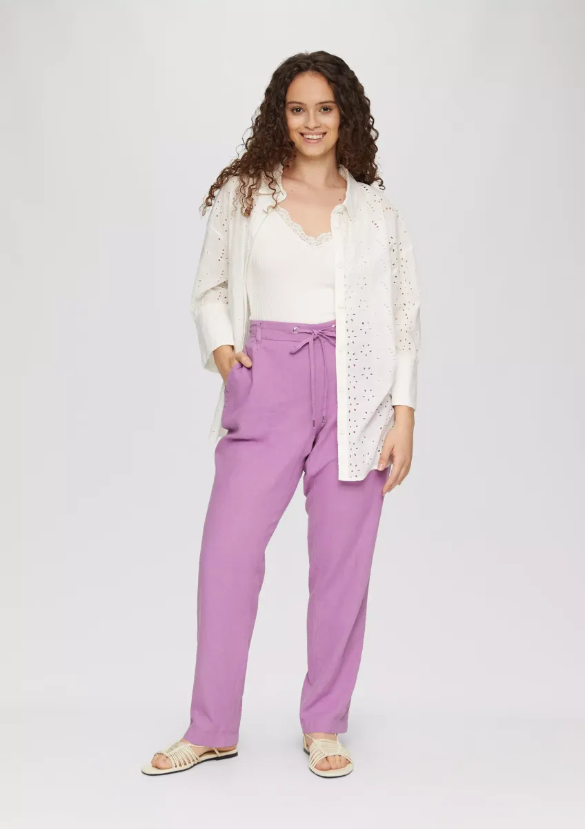 Hose aus Leinenmix mit Elastikbund und schmal zulaufendem Bein