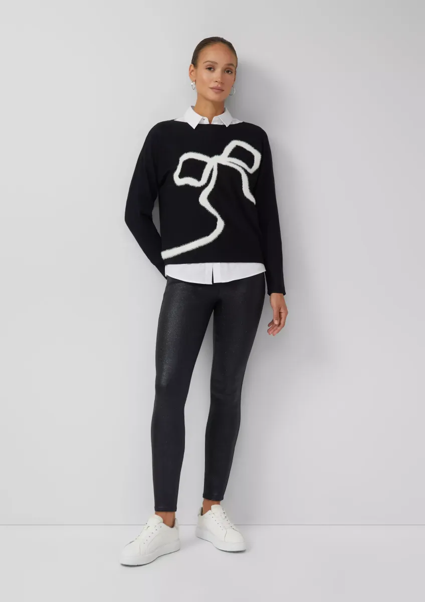 Hose im Skinny Fit mit Glitzer-Coating und seitlichem Reißverschluss