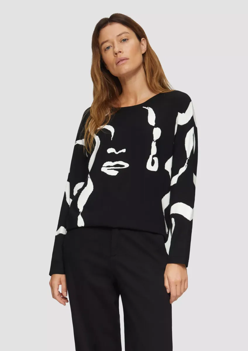 Jacquard-Pullover mit Fledermausärmeln