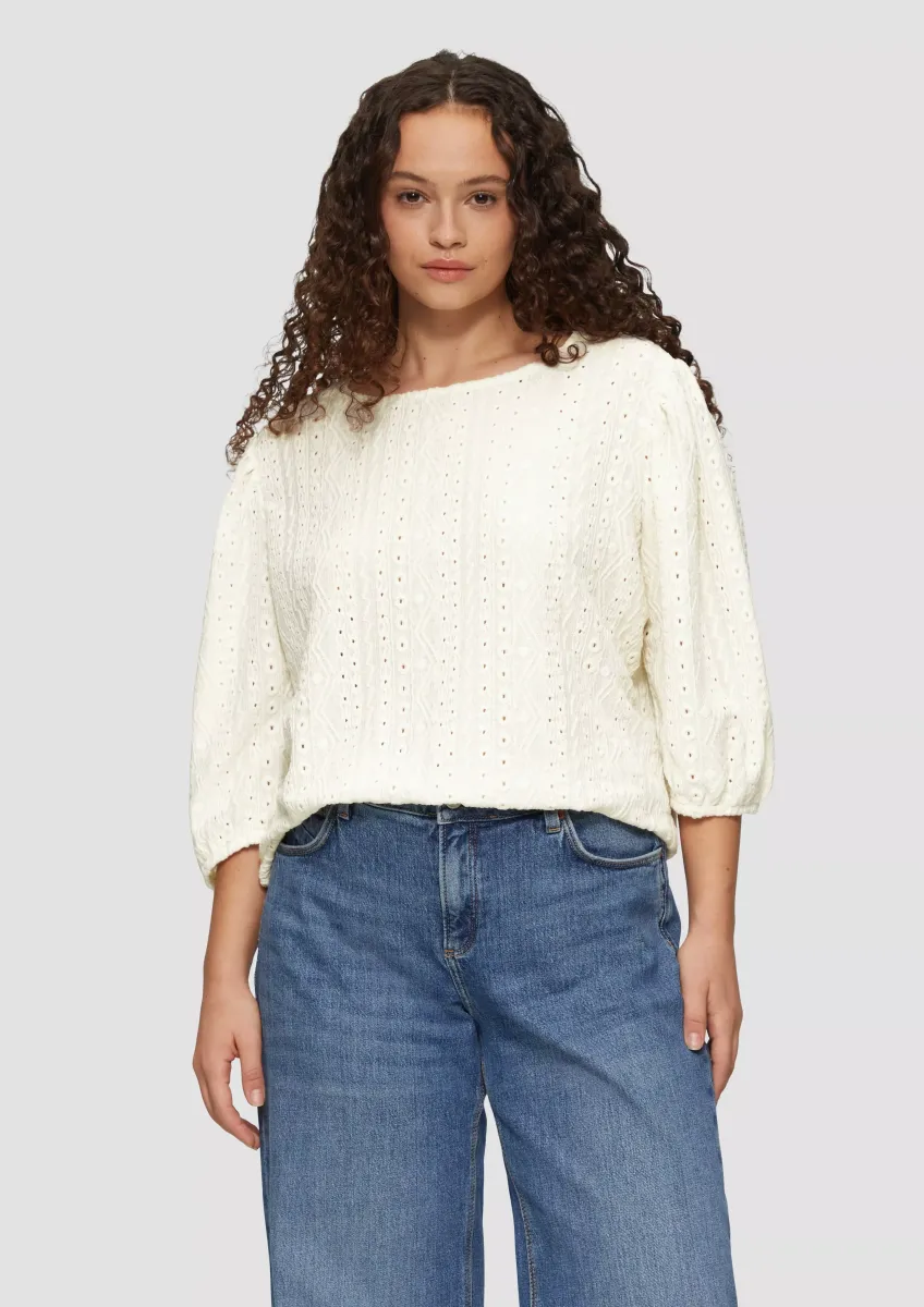 Jacquard-Shirt mit 3/4-Ärmeln