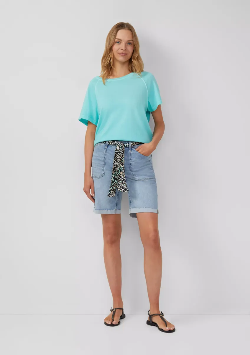 Jeans-Bermuda Karolin / Regular Fit / Mid Rise / Bindegürtel
