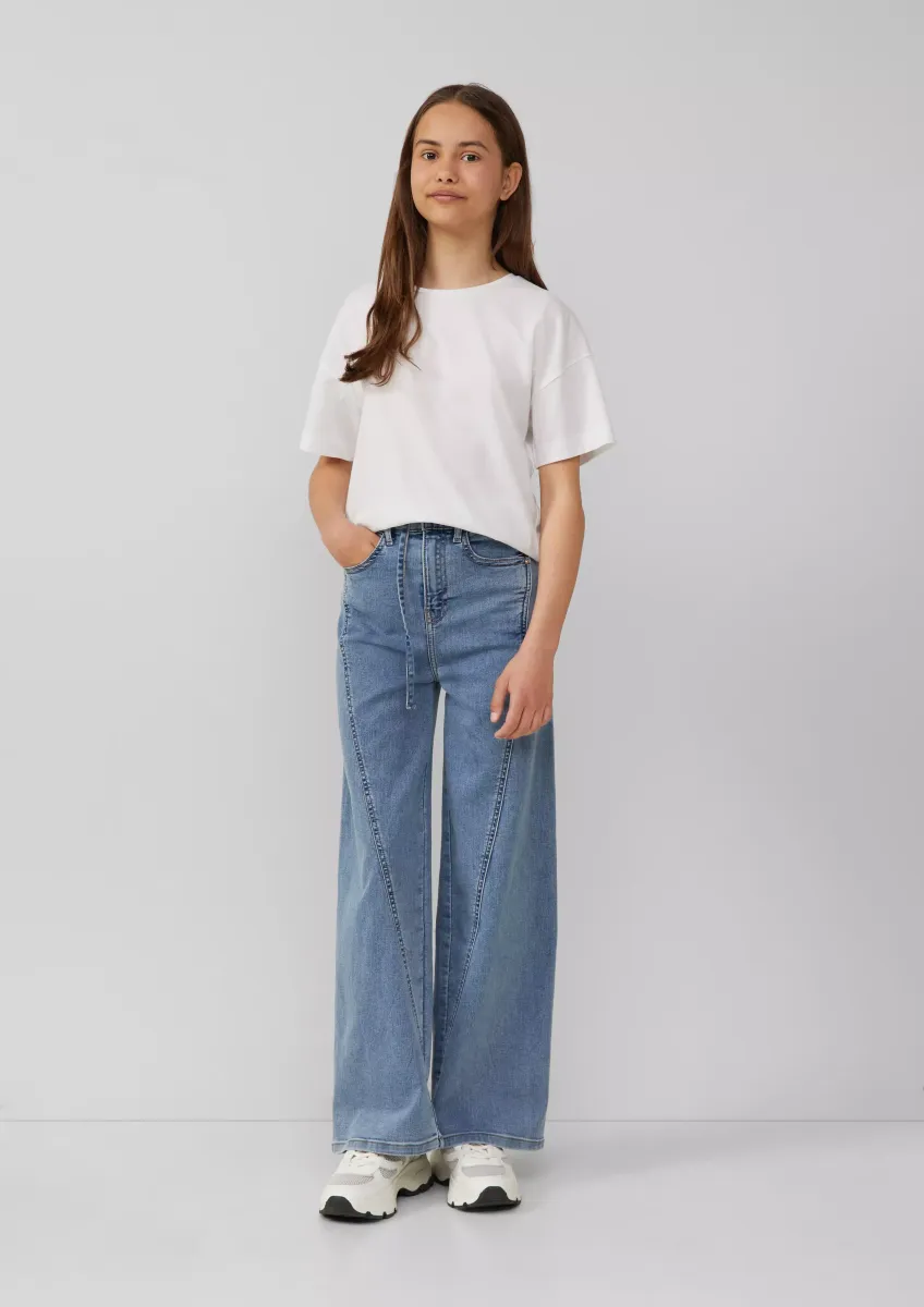 Jeans / Regular Fit / High Rise / Wide Leg / Waschung / Textilgürtel