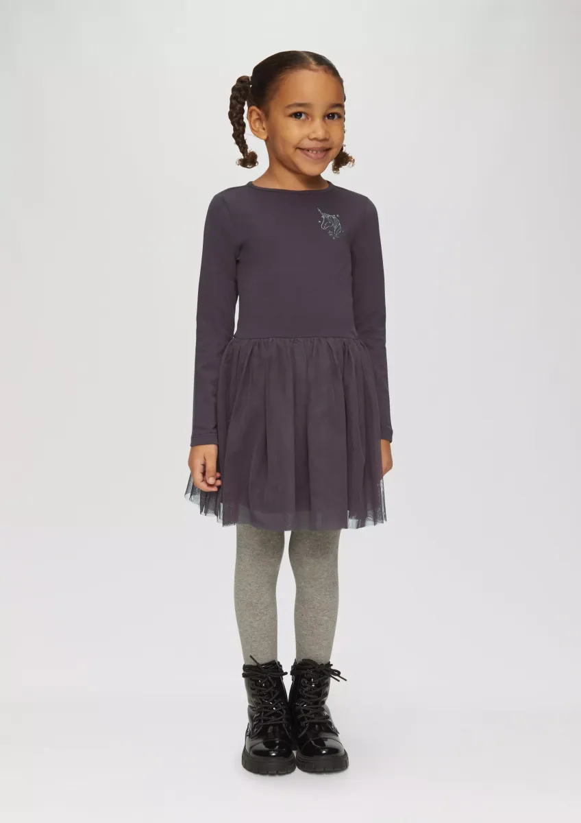 Jersey-Kleid mit Tüllrock und Glitzer-Print