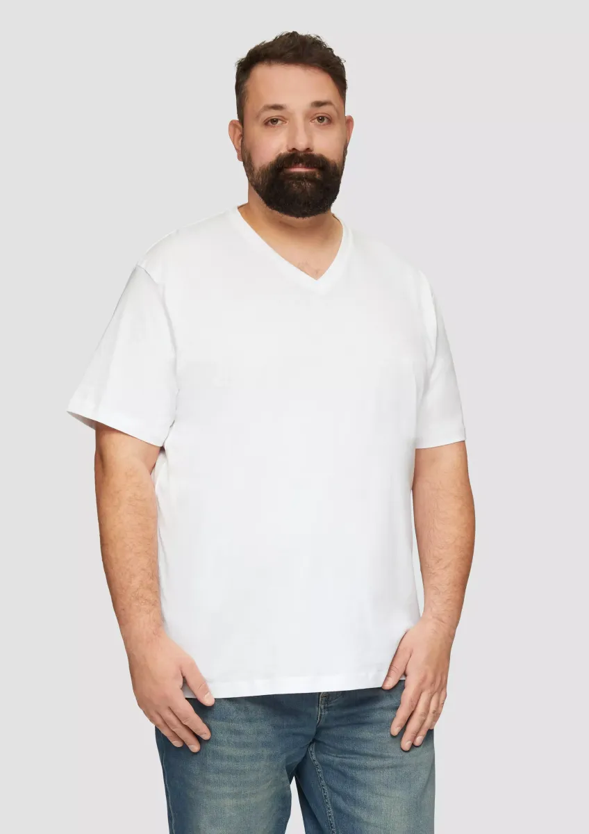 Jerseyshirt mit Logo und V-Ausschnitt