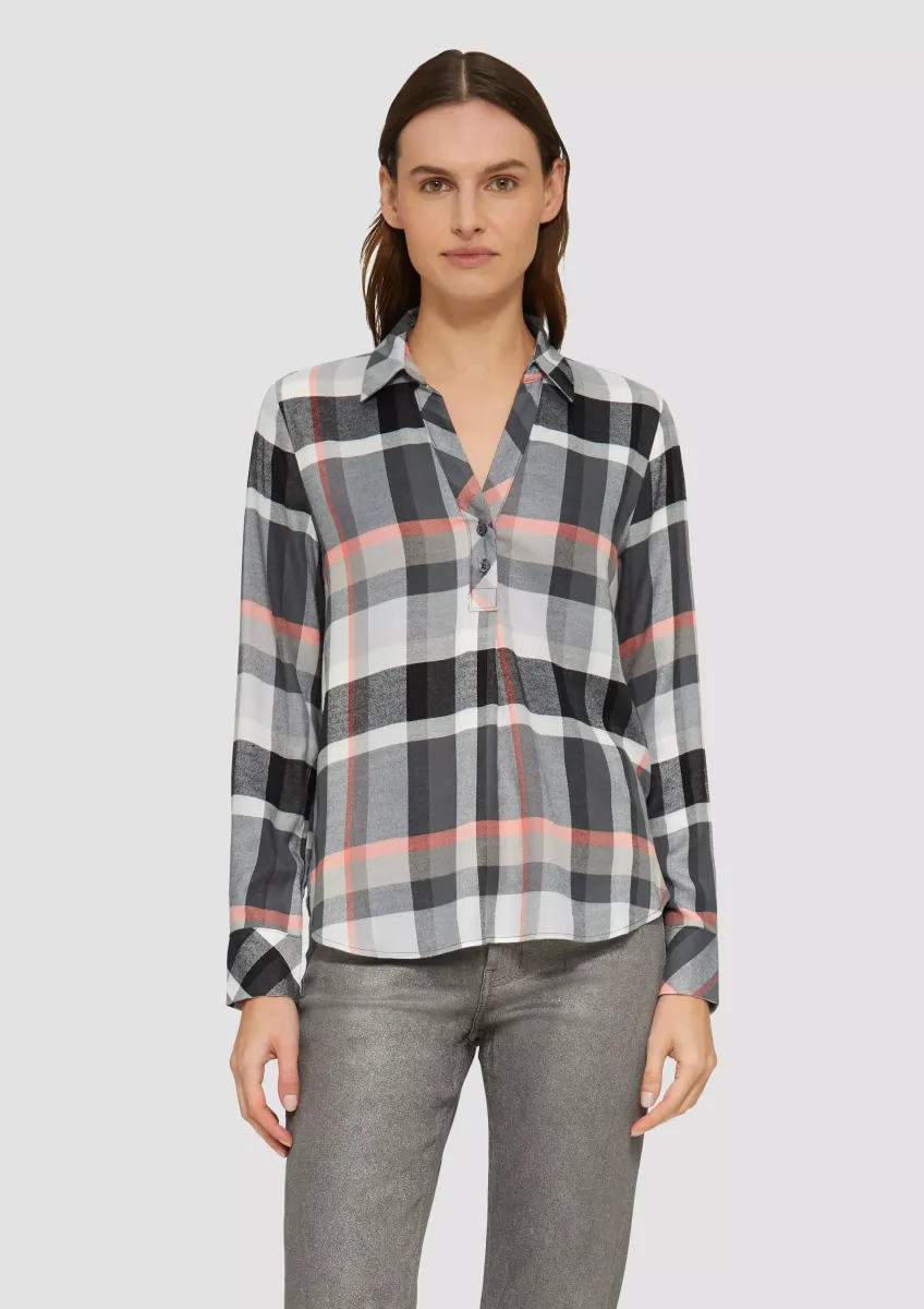 Karierte Bluse mit Hemdkragen