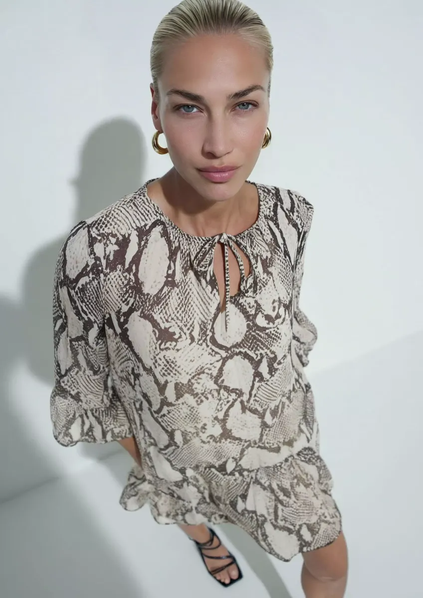 Kleid mit Schlangen-Print und Viskosefutter