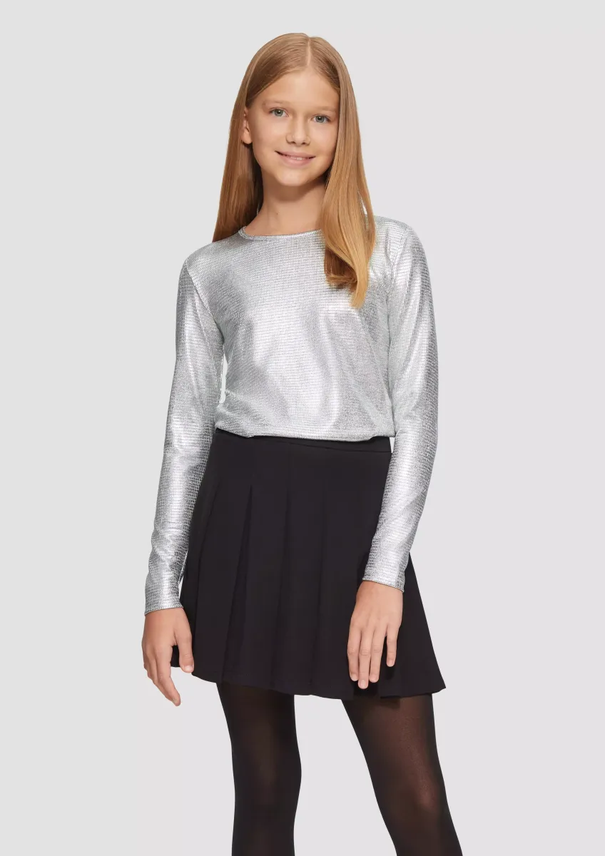 Langarmshirt in Metallic-Optik