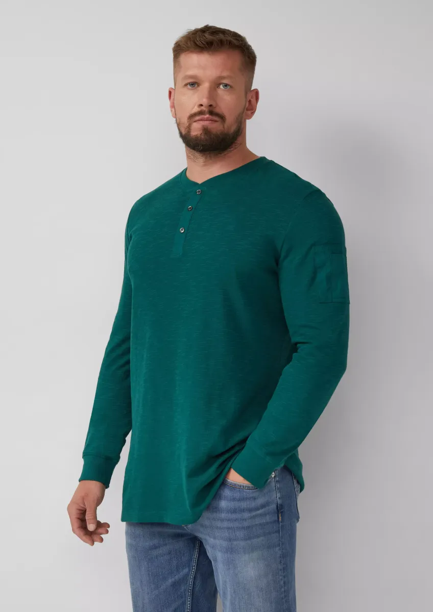 Langarmshirt mit Henley-Ausschnitt