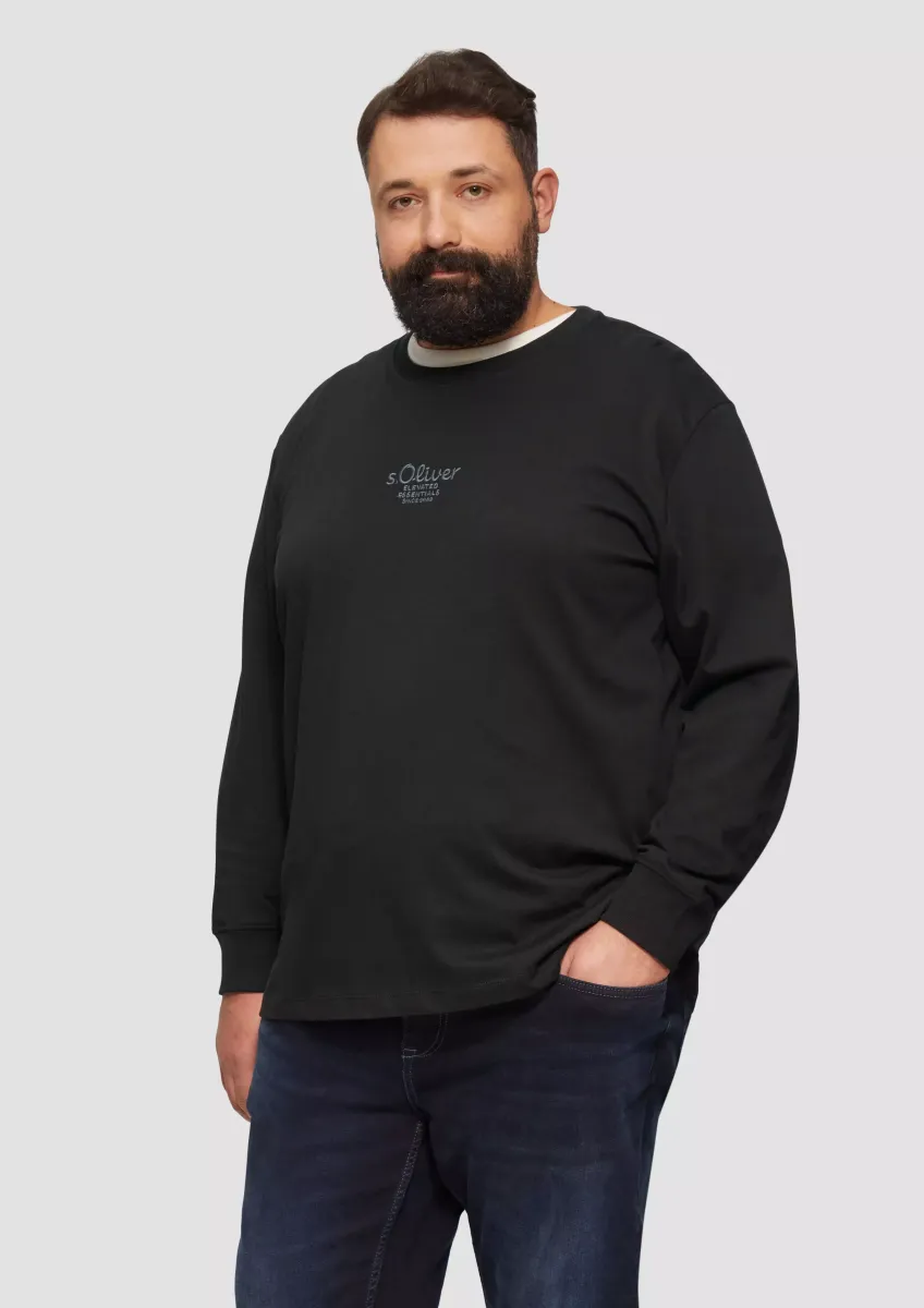 Langarmshirt mit Logo-Stickerei