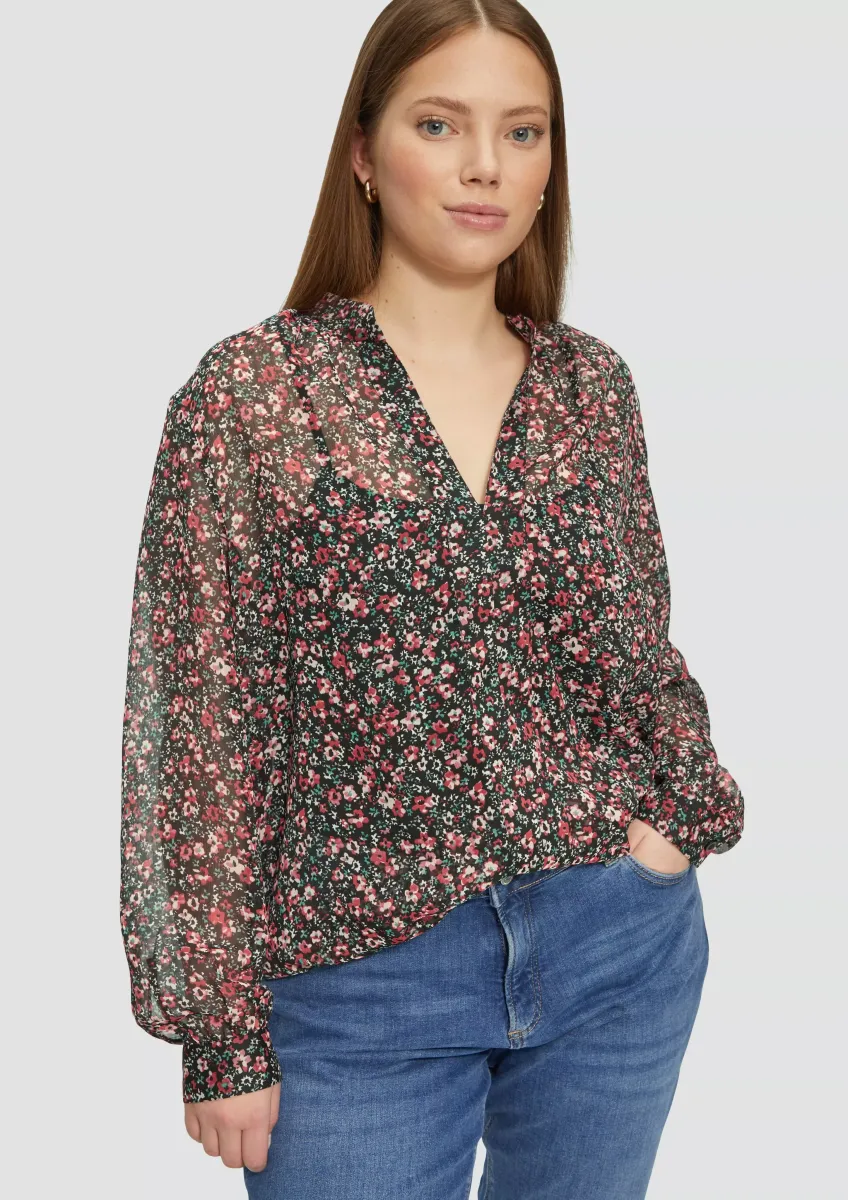 Leicht transparente Chiffonbluse mit All-over-Print