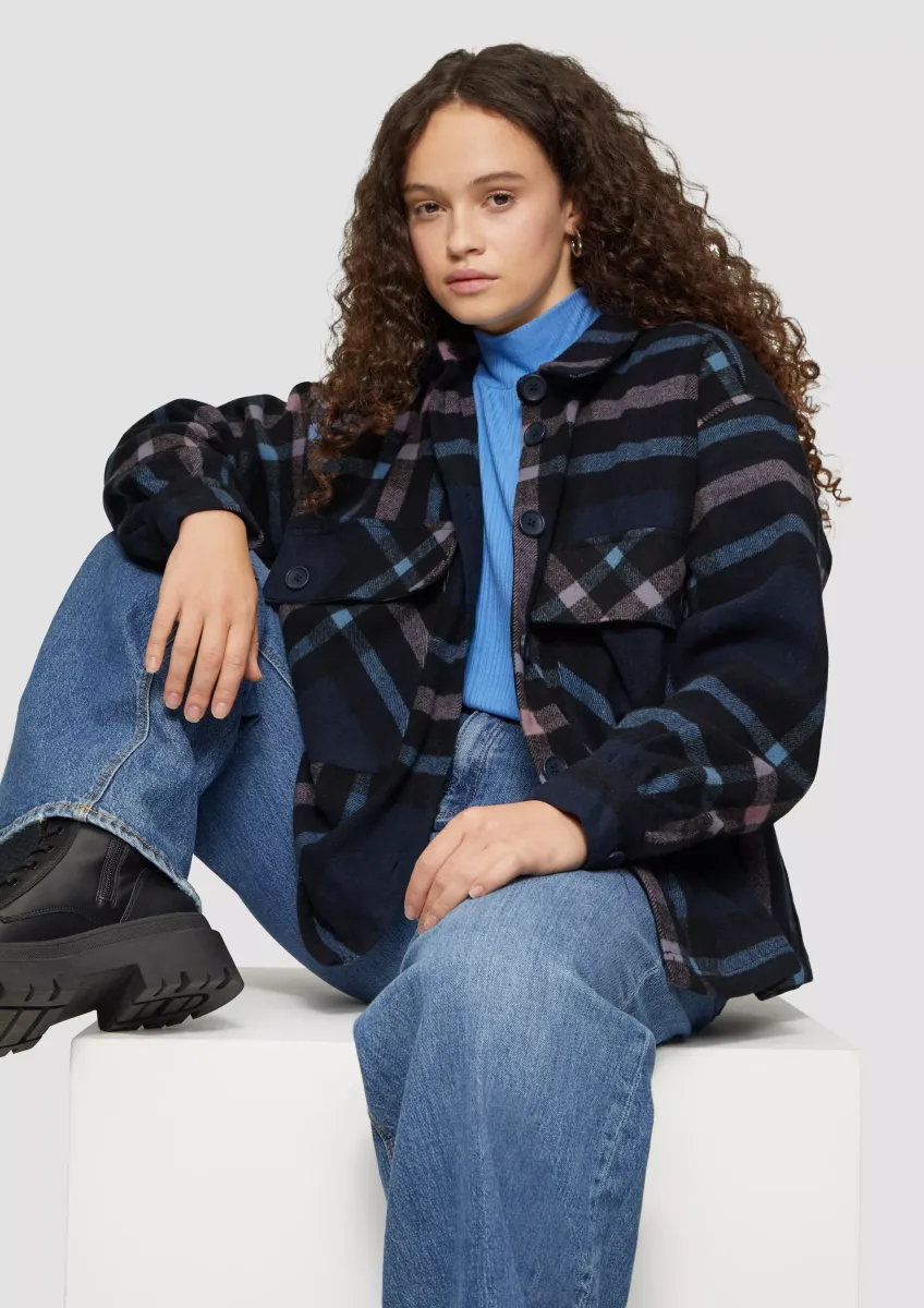 Leicht verkürztes Overshirt aus Flanell