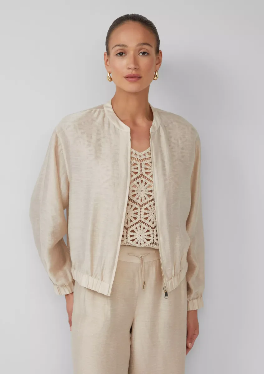 Leinenmix-Blouson im Relaxed Fit