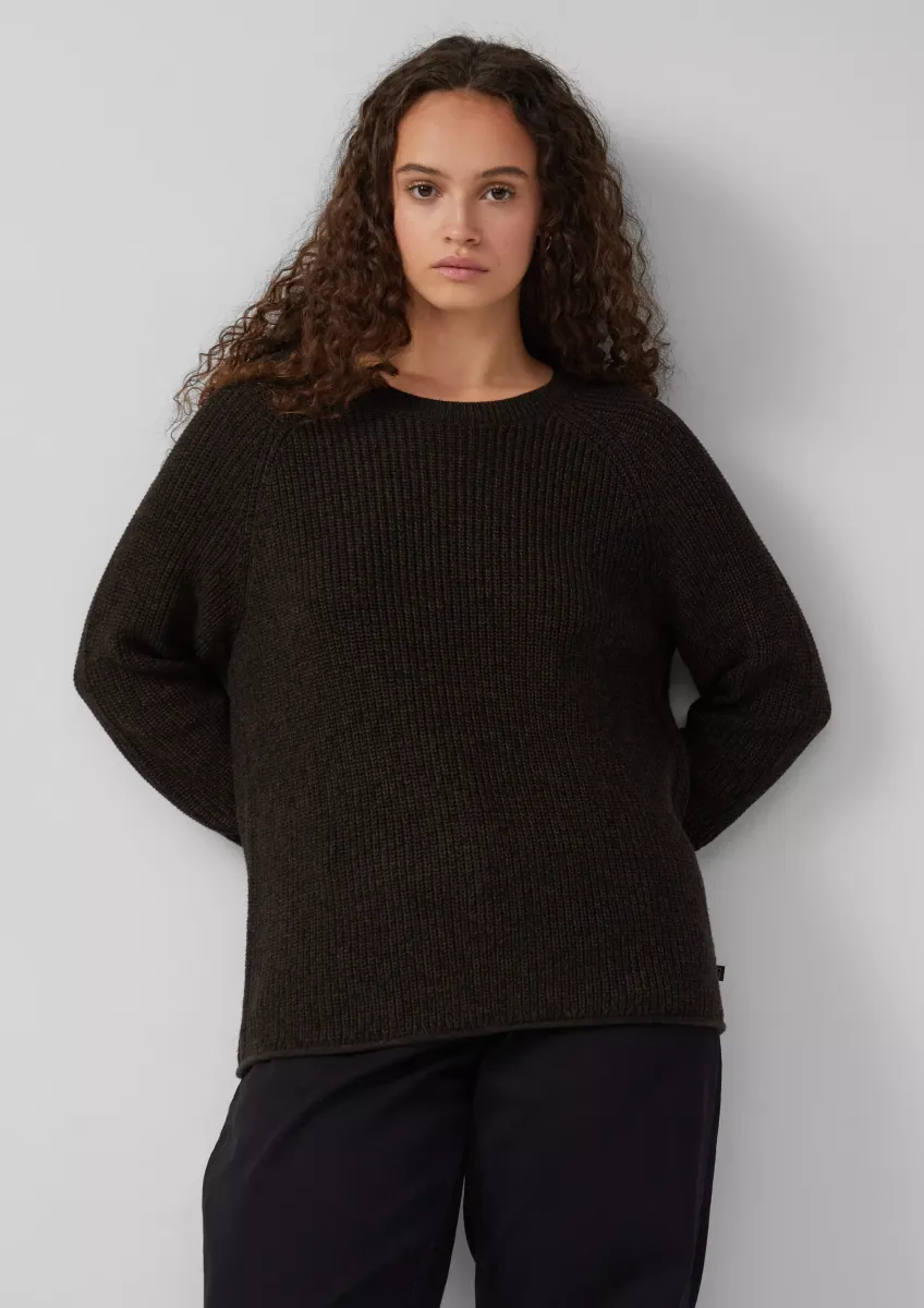 Melierter Strickpullover mit Raglanärmeln