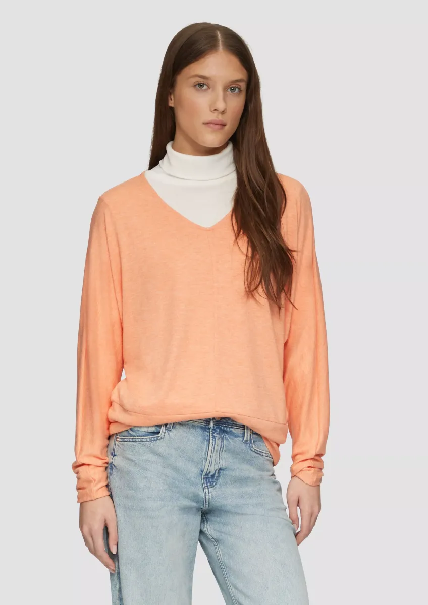 Meliertes Langarmshirt mit Fledermausärmeln