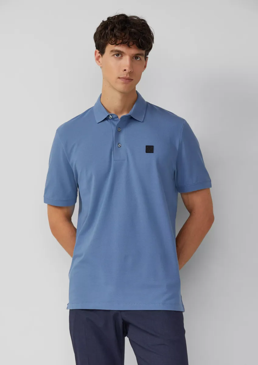 Poloshirt aus Baumwollstretch mit Label-Patch