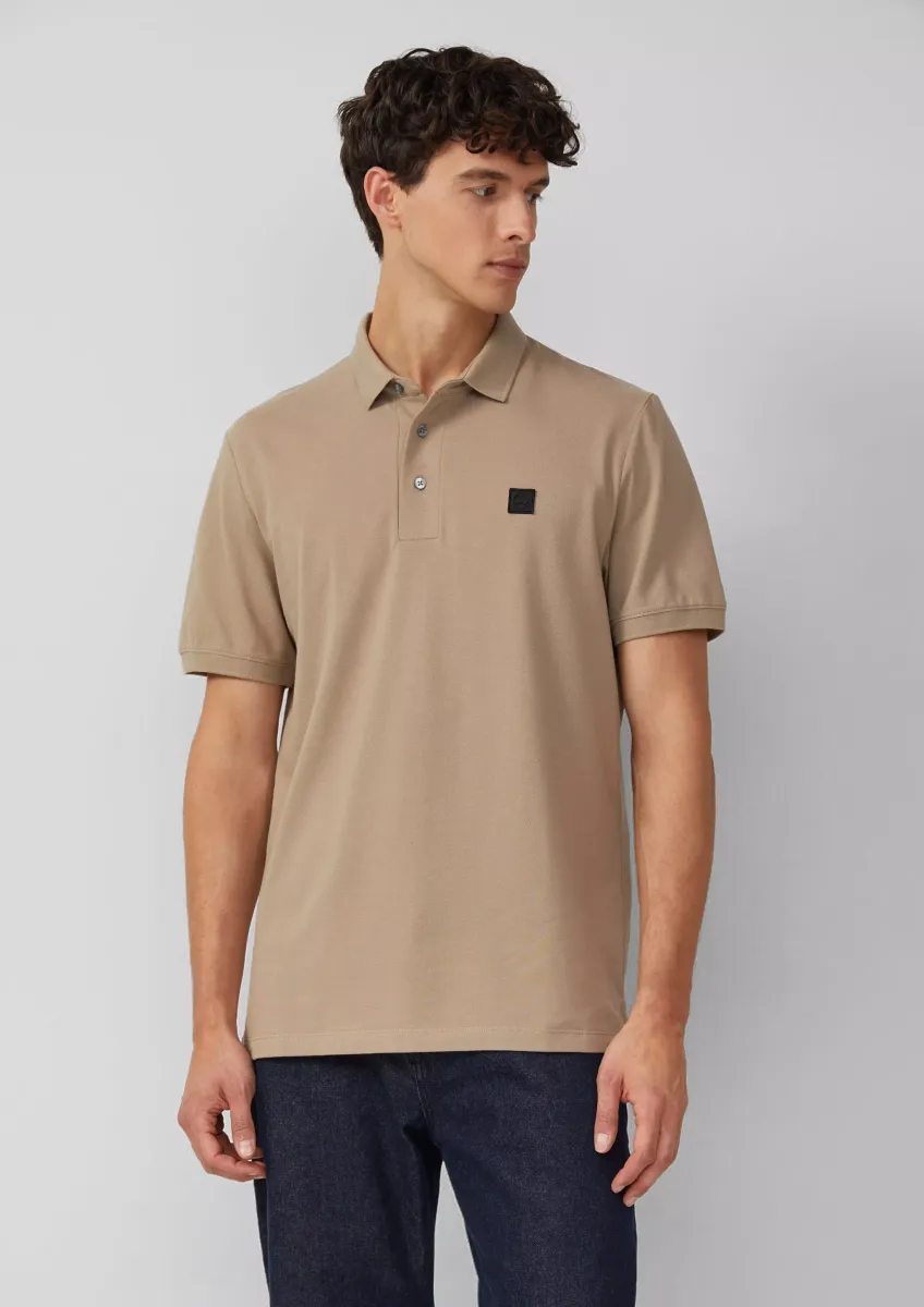 Poloshirt aus Baumwollstretch mit Label-Patch