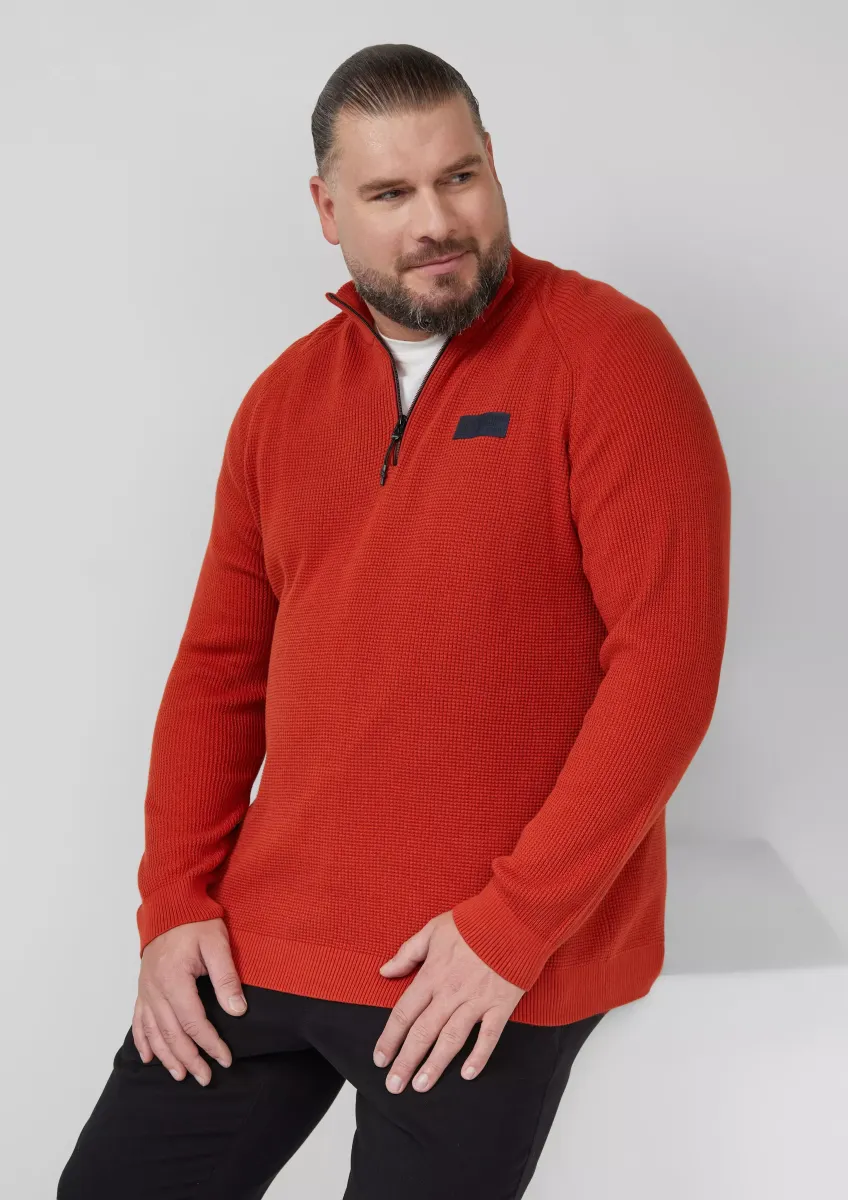 Pullover aus Strukturstrick mit Troyer-Kragen