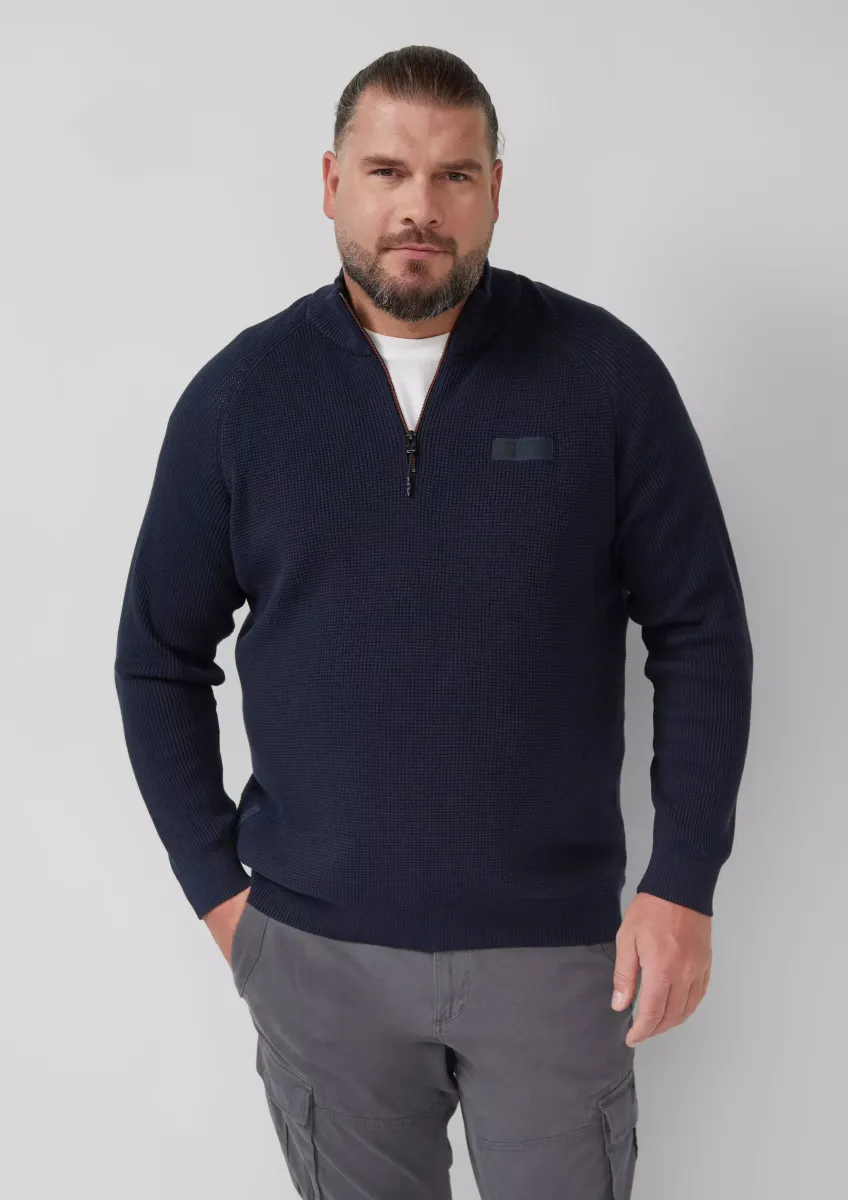 Pullover aus Strukturstrick mit Troyer-Kragen