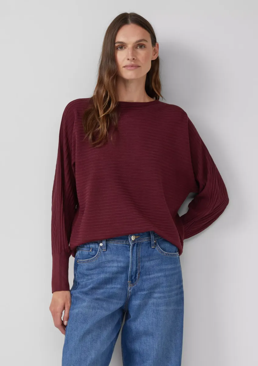 Pullover in Rippstruktur mit Fledermausärmeln