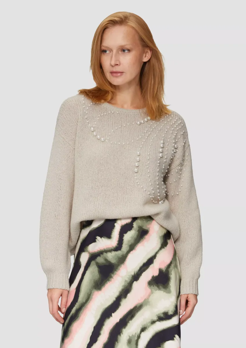 Pullover mit Perlen-Besatz