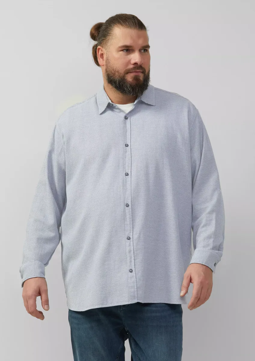 Regular: Baumwollhemd mit Strukturmuster
