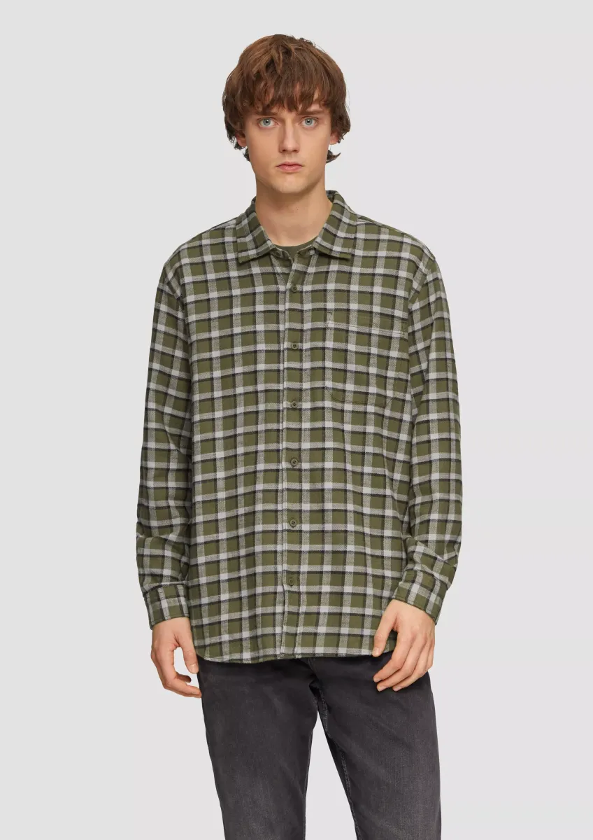 Regular Fit: Flanellhemd mit aufgesetzter Tasche